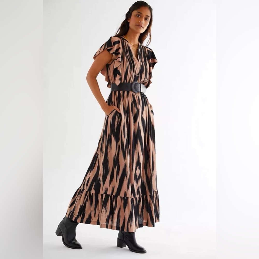 Maeve by Anthropologie Cassandra Maxi Dress Ruffle Boho Oversized